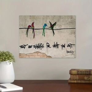 Canvas Poster - Bird Graffitt Art Print, Banksy Inspired, 8x1, unframed